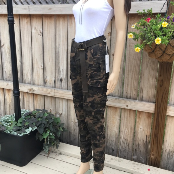 CARGO CAMOUFLAGE JEANS with LEG POCKETS - Picture 12 of 16
